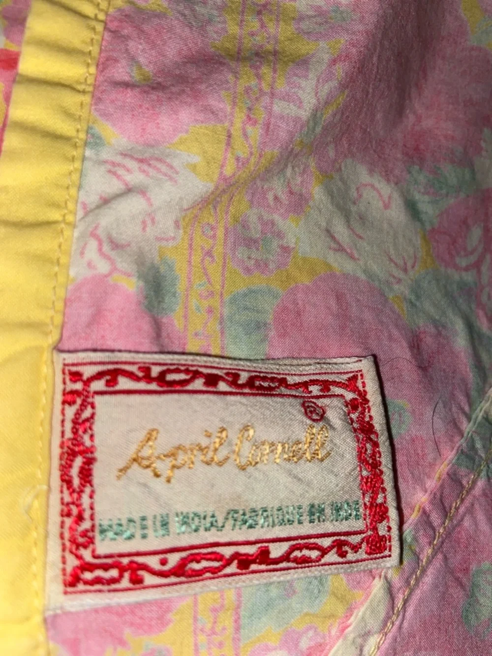 Vintage April Cornell 100% Cotton 60”x96” Tablecloth Spring Floral Pink Yellow